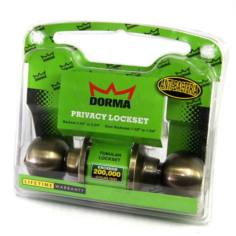 Dorma Privacy Tubular Knob Lockset TA1 Berlin Finishes US5 Standard Satin Brass